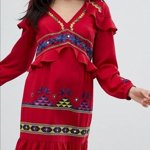 ASOS GEO TRIBAL EMBROIDERED DRESS